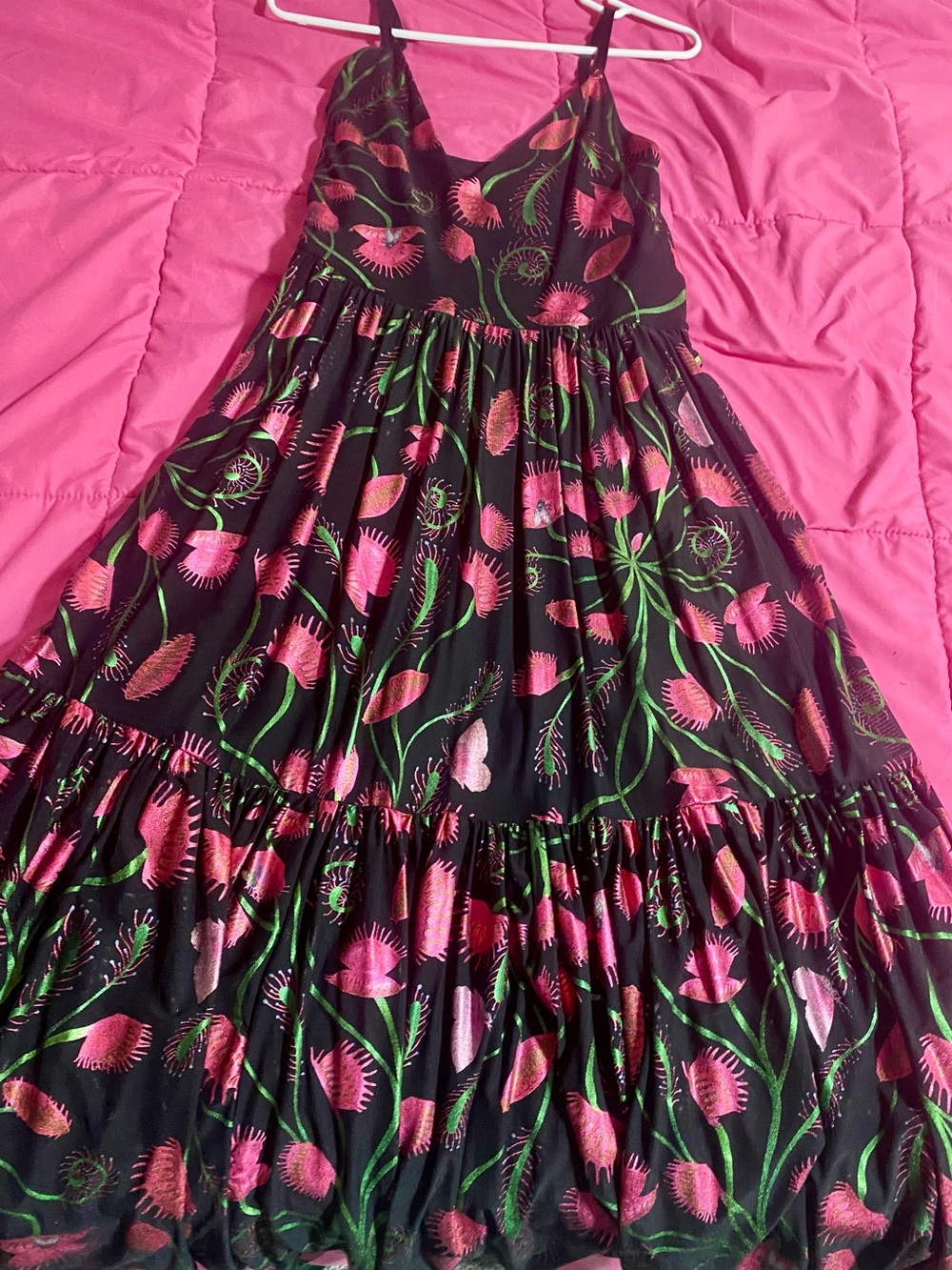 BlackMilk I Eat Flies Sheer Midaxi Dress Size large Rare HTF Venus Flytrap